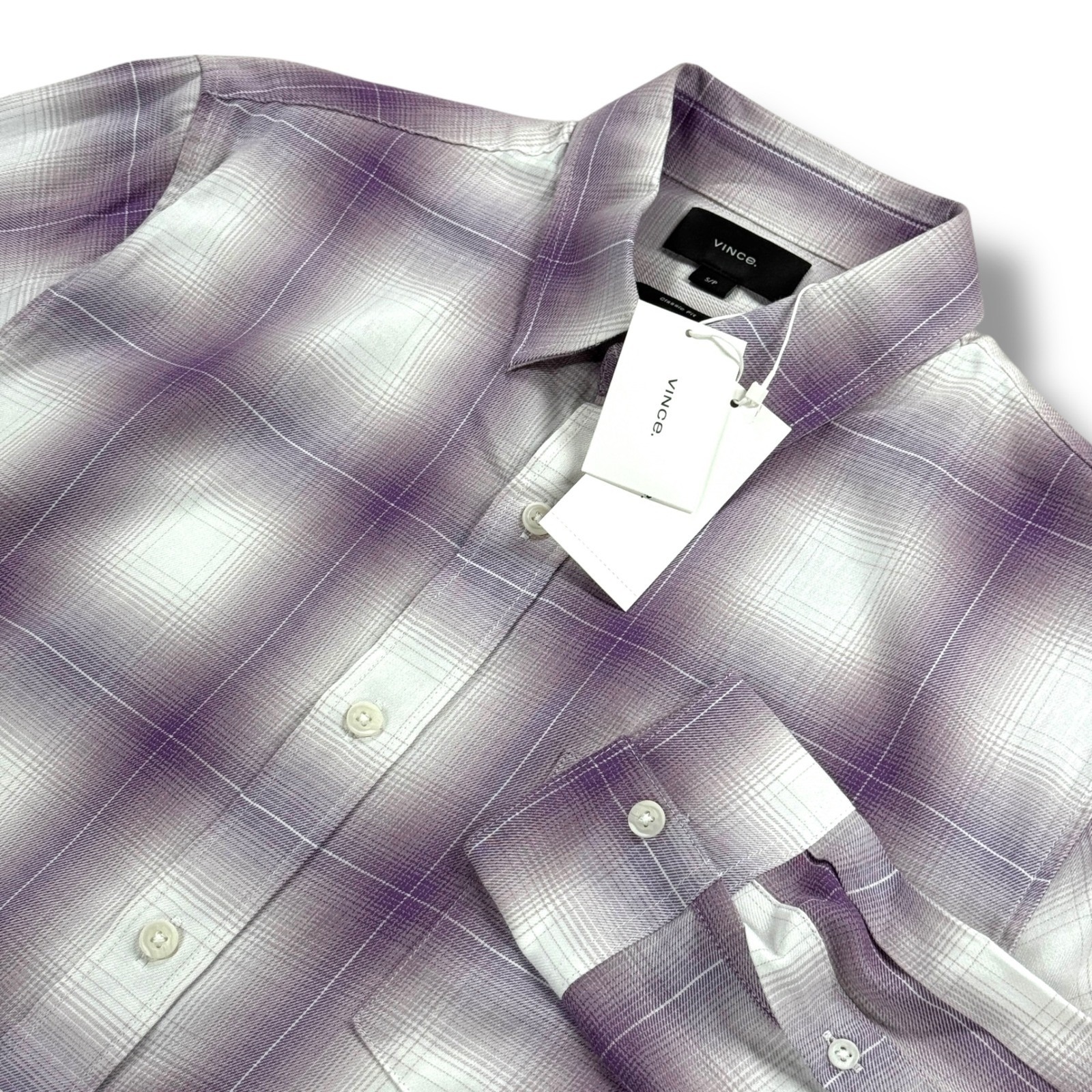 Vince Lavender Checkered Button Down Shirt